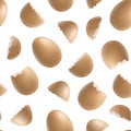 Realistic 3d Detailed Various Closeup Shell Eggs Seamless Pattern Background. Vector