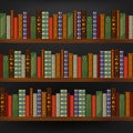 Realistic 3d Detailed Vintage Old Books in Shelf Seamless Pattern Background. Vector Royalty Free Stock Photo