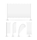 Realistic 3d Detailed White Advertising Flags Banners Set. Vector Royalty Free Stock Photo