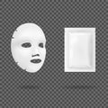 Realistic 3d Detailed White Blank Facial Mask Cosmetics Template Mockup Set. Vector