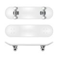 Realistic 3d Detailed White Blank Skateboard Deck Template Mockup Set. Vector