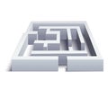 Realistic 3d Detailed White Labyrinth Puzzle. Vector