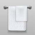 Realistic 3d Detailed White Terry Towels. Vector