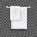 Realistic 3d Detailed White Terry Towels. Vector