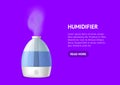 Realistic 3d Detailed Working Humidifier with Water Card. Vector