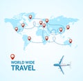 Realistic 3d Detailed World Wide Travel Concept Card. Vector Royalty Free Stock Photo