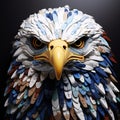 Realistic 3d Eagle Sculpture With Cut-up Plastic Beak