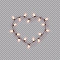 Realistic 3d electric bulb in heart shaped frame. Royalty Free Stock Photo