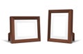 Realistic 3D empty frames of wenge wood. Vector design element. Royalty Free Stock Photo