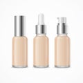 Realistic 3d Empty Template Foundation Cream Tube Package Mock Up Set. Vector