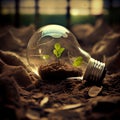 the lightbulb has a tree inside it environment and Earthday concept.