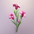 Realistic 3d Freesia: Cute Pink Flowers In Mario Art Style Royalty Free Stock Photo
