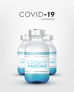 Realistic 3d glass ampoules with medicine with blur effect. Vaccine injection. corona virus infection, novel coronavirus