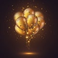 Realistic 3D glossy golden ballons.