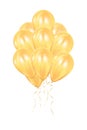 Realistic 3d golden ballons Colorful glossy Ballon. Balloons isolated mockup for anniversary, birthday party. Design element. Royalty Free Stock Photo