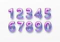 Realistic 3d golden font color rainbow holographic numbers isolated on white background. Design element for holiday Royalty Free Stock Photo