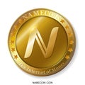 Realistic 3d golden Namecoin coin.