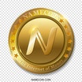 Realistic 3d golden Namecoin coin.