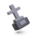 Realistic 3D grave cross. Vector object in falling position. Opening of grave