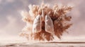 Realistic 3D human lungs suspended mid-air with a dramatic dust explosion in the background Royalty Free Stock Photo