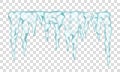 Realistic 3d Icicles. Snow cap, icy icicles Royalty Free Stock Photo