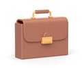 Realistic 3d icon of brown leather businessman briefcase Royalty Free Stock Photo