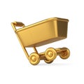 Realistic 3d icon diagonal displaced golden luxury supermarket trolley isometric vector illustration Royalty Free Stock Photo