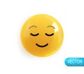 Realistic 3d Icon. Emoji face. Render of yellow glossy color emoji in plastic cartoon style Royalty Free Stock Photo