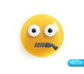Realistic 3d Icon. Emoji face. Render of yellow glossy color emoji in plastic cartoon style Royalty Free Stock Photo