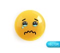 Realistic 3d Icon. Emoji face. Render of yellow glossy color emoji in plastic cartoon style Royalty Free Stock Photo