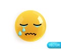 Realistic 3d Icon. Emoji face. Render of yellow glossy color emoji in plastic cartoon style Royalty Free Stock Photo