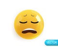 Realistic 3d Icon. Emoji face. Render of yellow glossy color emoji in plastic cartoon style Royalty Free Stock Photo