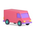 Realistic 3d icon pink box truck for commercial delivery service logistic goods transportation