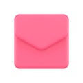 Realistic 3d icon pink paper envelope inbox post online notification vector illustration