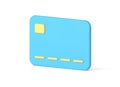 Realistic 3d icon template plastic blue credit card banking bill financial identification vector