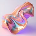 Realistic 3D illustration of the abstract morphing iridescent orb. Generative AI