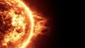 Realistic 3d illustration of Sun surface with solar flares, Burning of the sun with copy space. Highly realistic sun surface Royalty Free Stock Photo