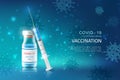 Realistic 3D injection vaccine syringes for Coronavirus COVID-19 global epidemic flu disease background image