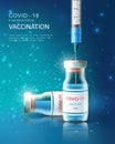 Realistic 3D injection vaccine syringes for Coronavirus COVID-19 global epidemic flu disease background image