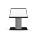 Realistic 3d Interactive Information Kiosk Terminal Stand Screen Display Console Infokiosk isolated on white background. Vector il
