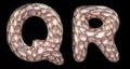 Realistic 3D letters set Q, R made of gold shining metal letters. Royalty Free Stock Photo