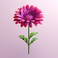 Realistic 3d Magenta Chrysanthemum: Mario Game Art Style