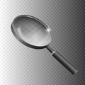 Realistic 3d magnifying glass isolated on transparent background. Tilt top view.