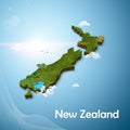 Realistic 3D Map of New zeland