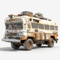 Realistic 3d Model Of Distressed Adventure Bus