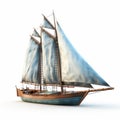 Realistic 3d Model Sailing Boat With Varied Brushwork Techniques