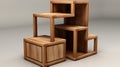 Realistic 3d Model Of Wooden Shelves With Illusion Of Three-dimensionality