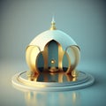 Realistic 3d modern islamic background of futuristic mosque with podium scene and stage for product display