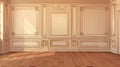 This is a realistic 3d modern mockup of an interior in luxury Victorian style, with a beige wall and closed door, stucco Royalty Free Stock Photo