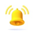 Realistic 3d notification yellow bell icon